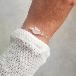 Moonstone Bracelet, Sterling Silver, Minimalist Jewelry