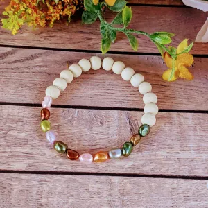 Multi Color Freshwater Pearl Stretch bracelet