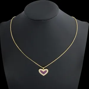 Multi-style Colorful Zircon Adorned Heart Pendant Necklaces