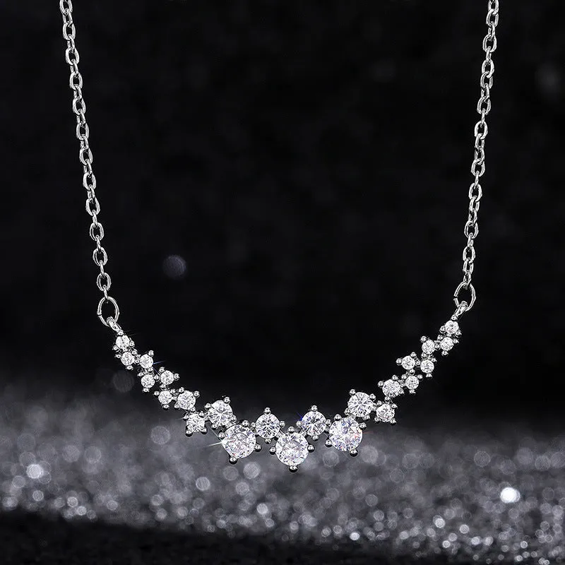 N2361 - Korean bright star zircon pendant necklace