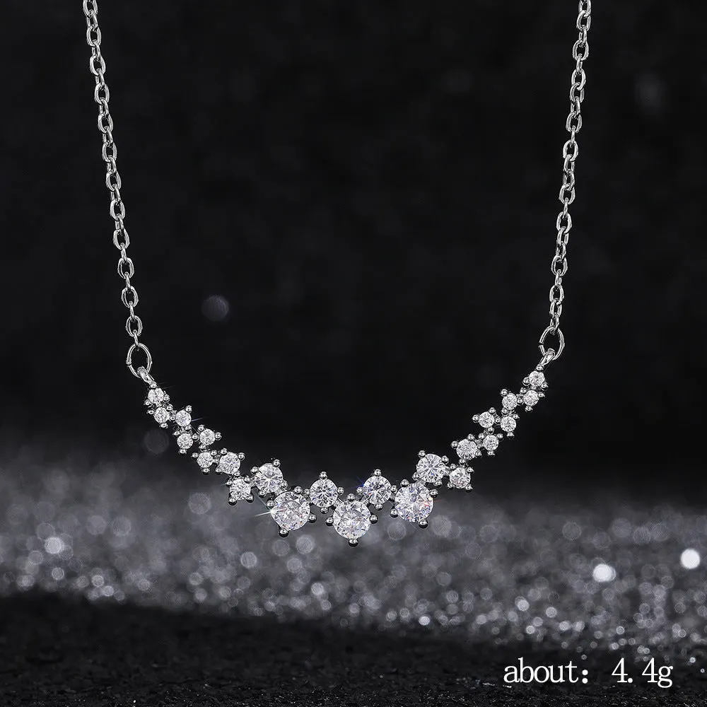 N2361 - Korean bright star zircon pendant necklace