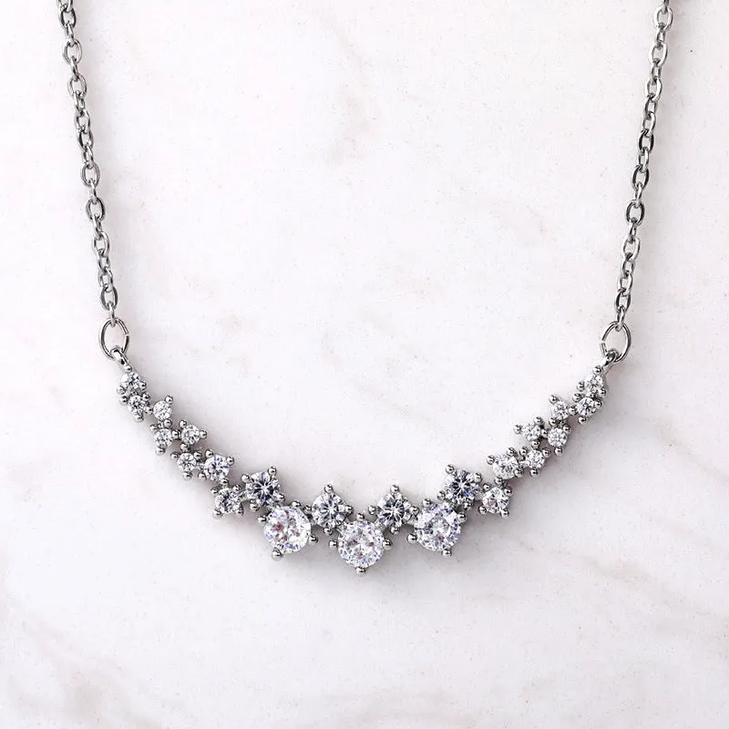 N2361 - Korean bright star zircon pendant necklace