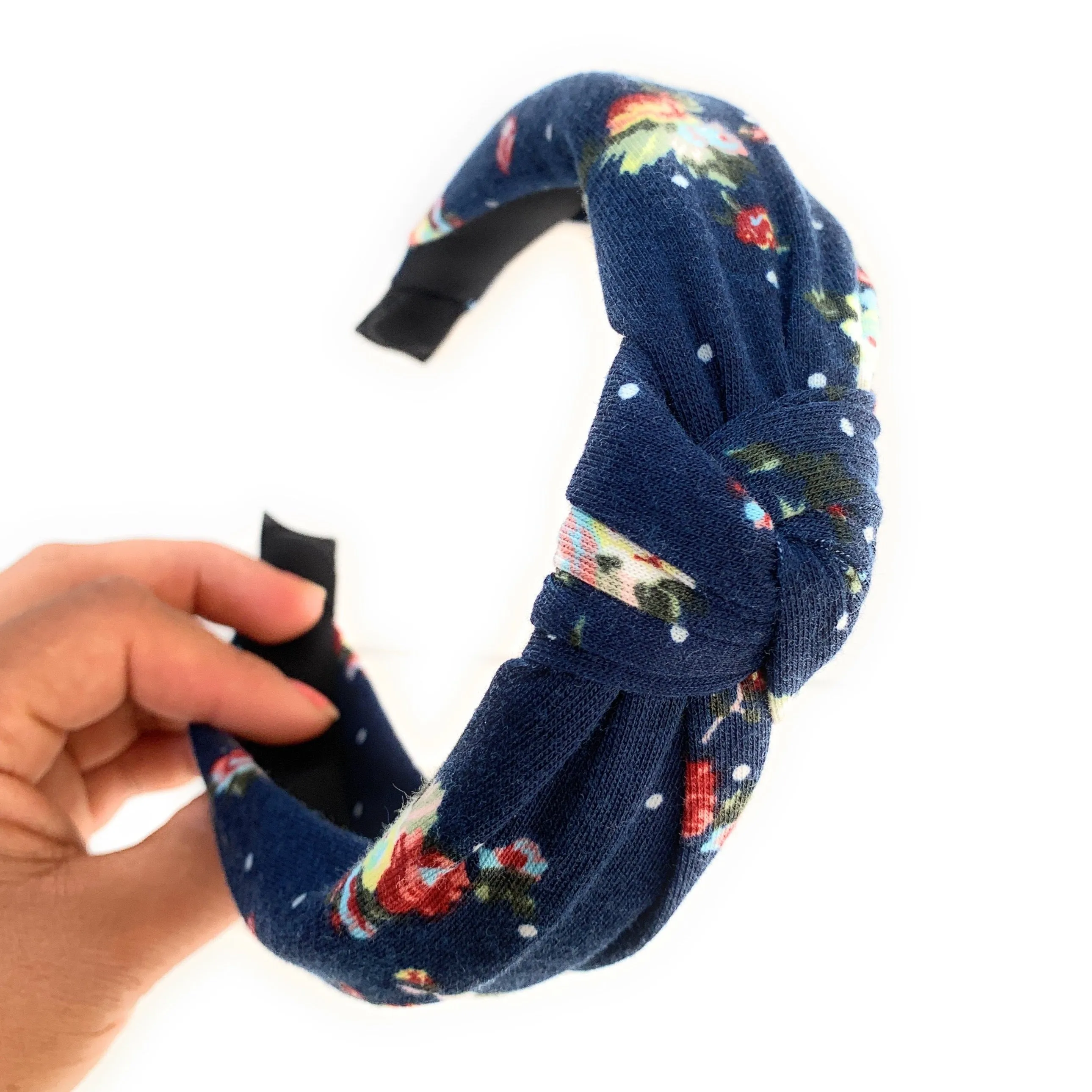 Navy Floral Top Knot Headband