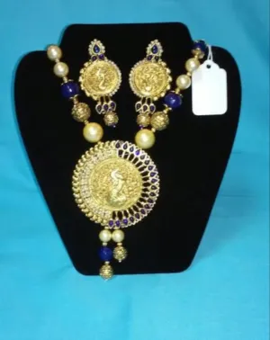 Necklace Set 7018 Peacock Golden Blue Effect Necklace Set