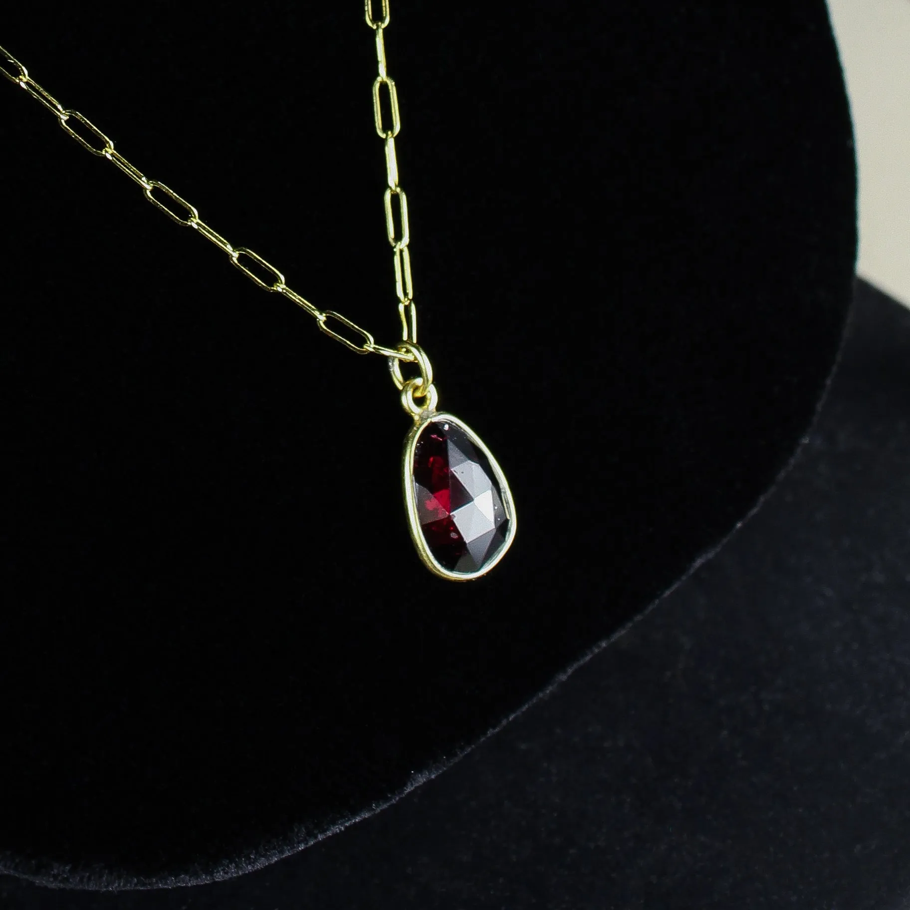 NEW! Bezeled Garnet Pendant in 18k Gold Vermeil by Sarah Richardson