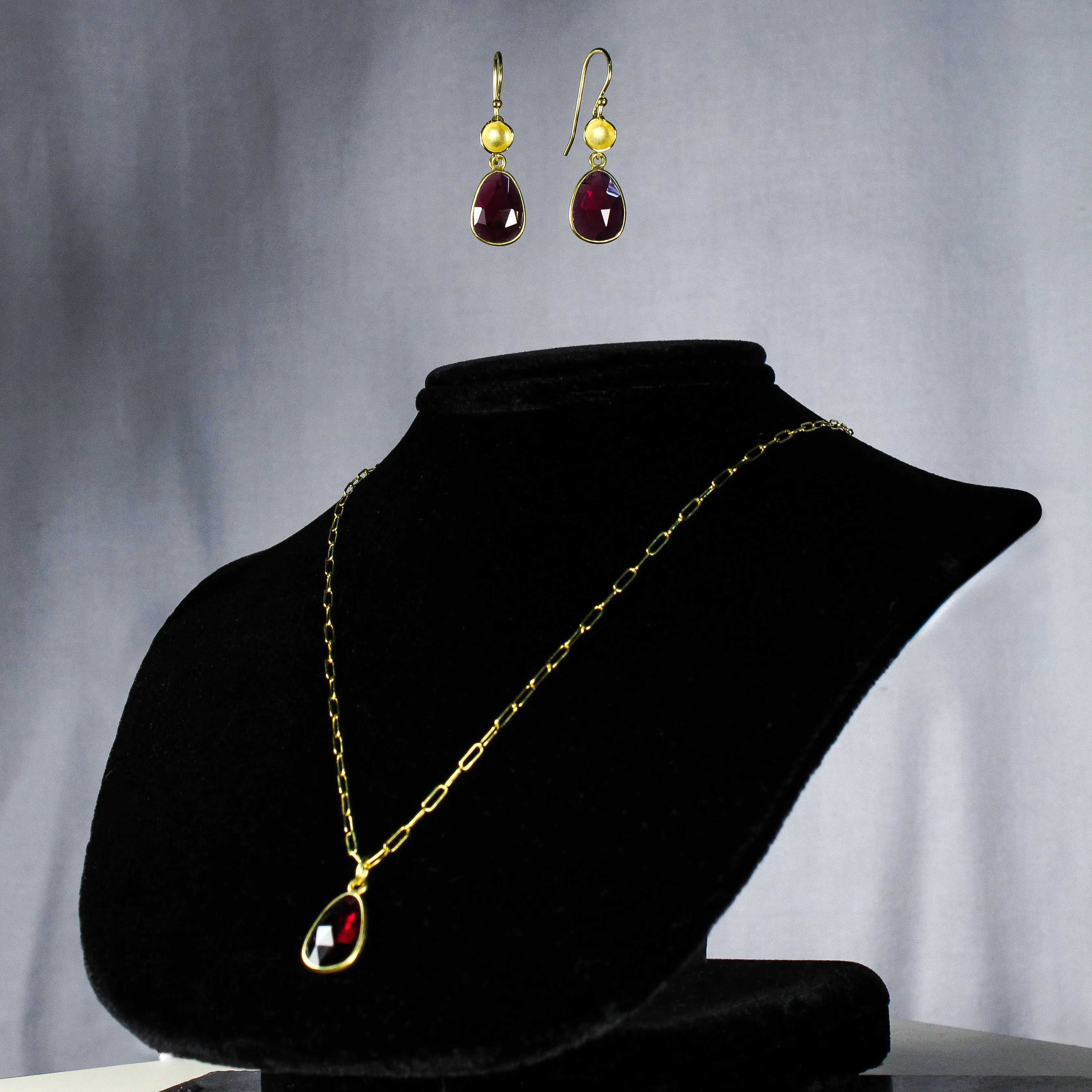 NEW! Bezeled Garnet Pendant in 18k Gold Vermeil by Sarah Richardson