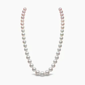 Ombré 18K Gold Pink and White Pearl Single Row Necklace