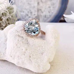 One of a Kind Aquamarine Ring in Rose Gold