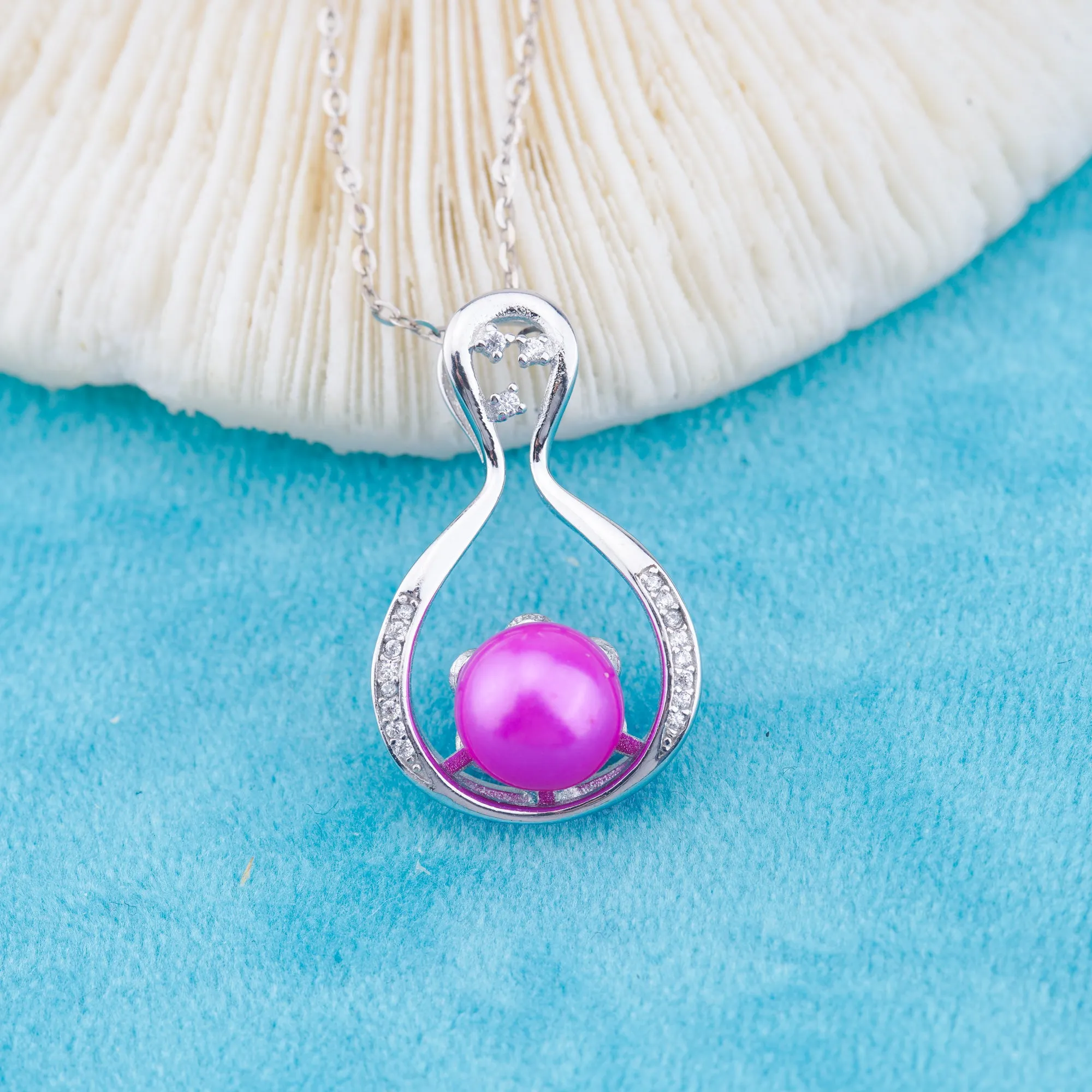 P011052 DIY 6-8mm Natural Freshwater pearl pendant accessory 925 sterling silver engagement jewelry necklace for women