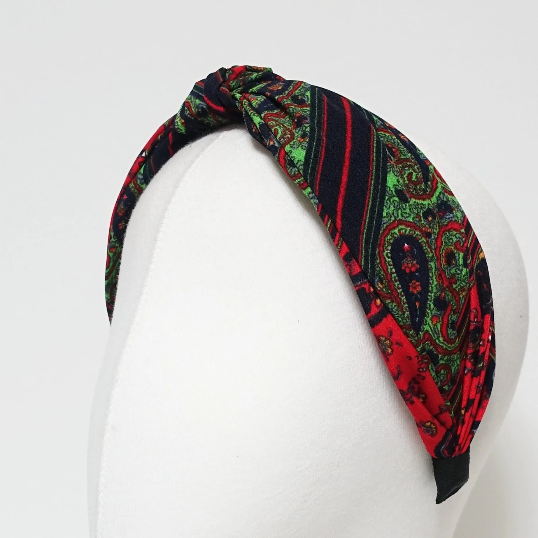 paisley front knot headband intense color pattern woman hair accessory