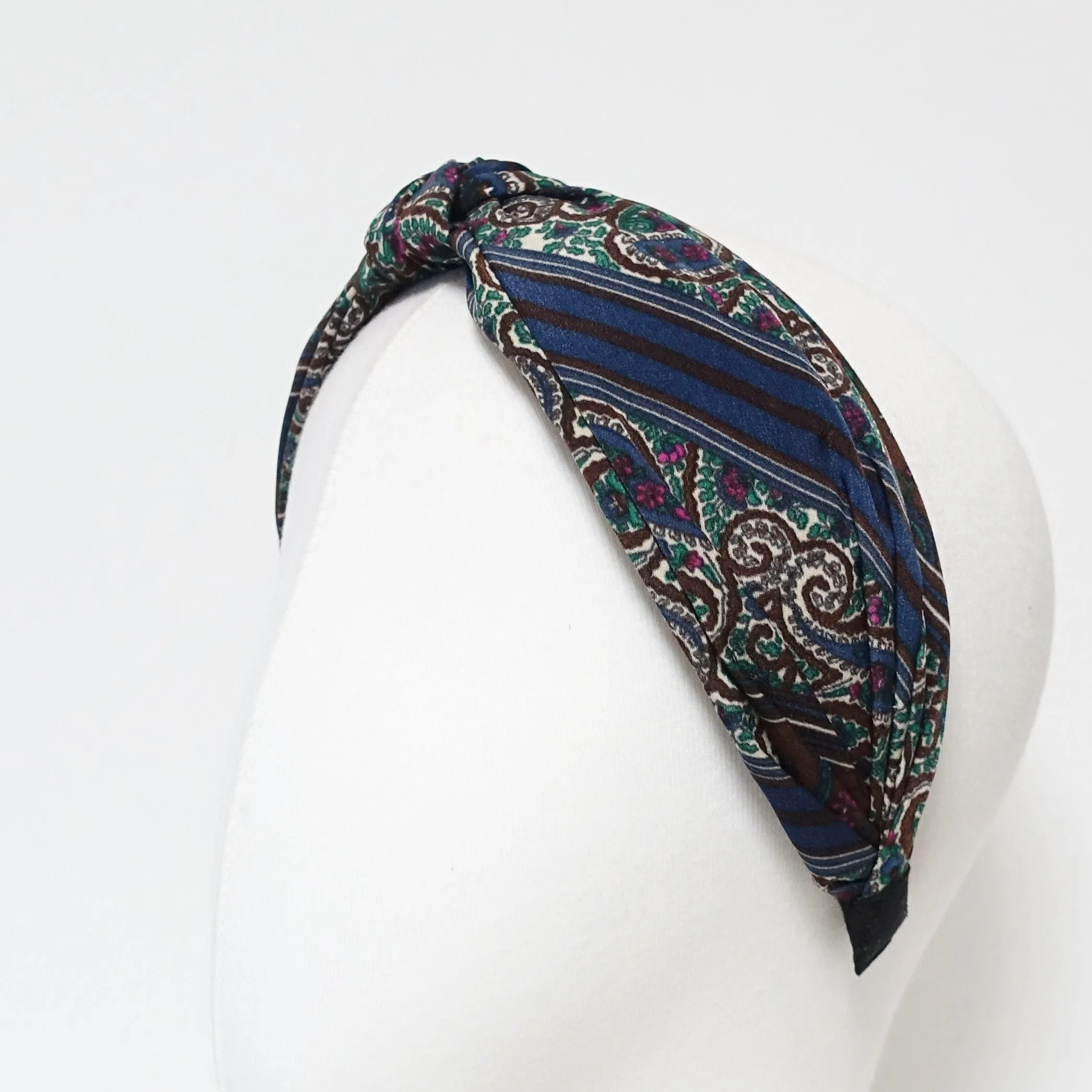 paisley front knot headband intense color pattern woman hair accessory