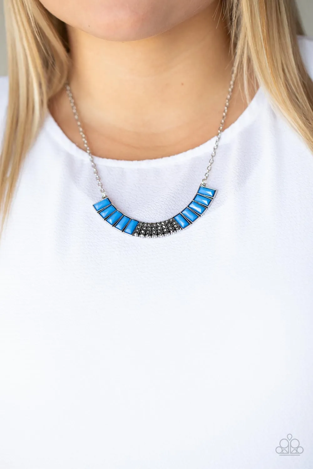 Paparazzi Coup de MANE Necklace Blue, & Taj Mahal Trendsetter Ring Blue