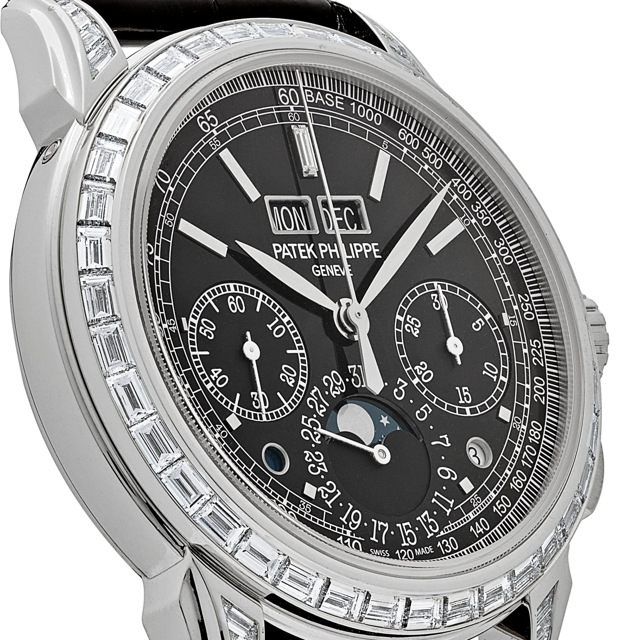 Patek Philippe Grand Complications  5271P-001  Perpetual Calendar  Platinum Black Dial Baguette Bezel