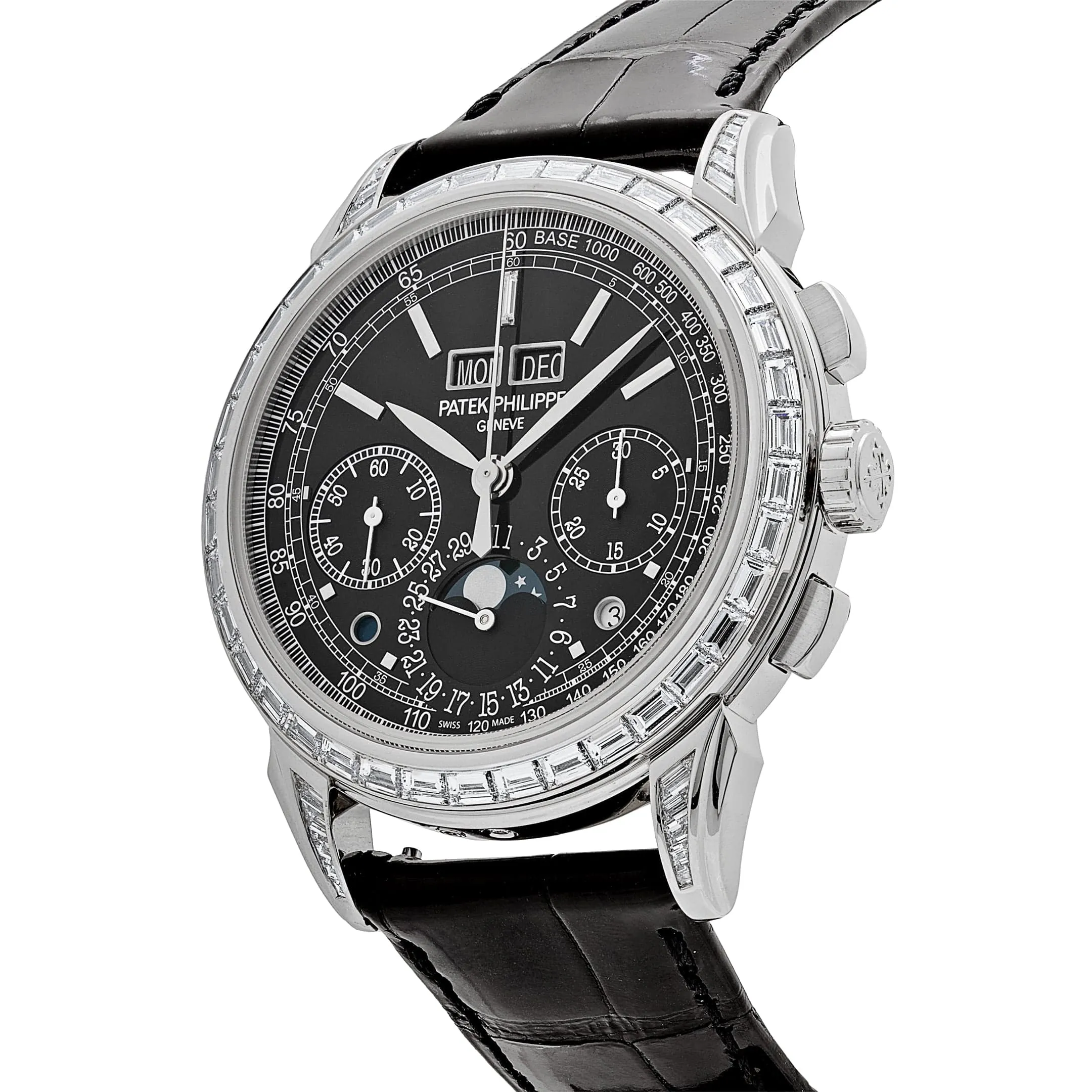 Patek Philippe Grand Complications  5271P-001  Perpetual Calendar  Platinum Black Dial Baguette Bezel