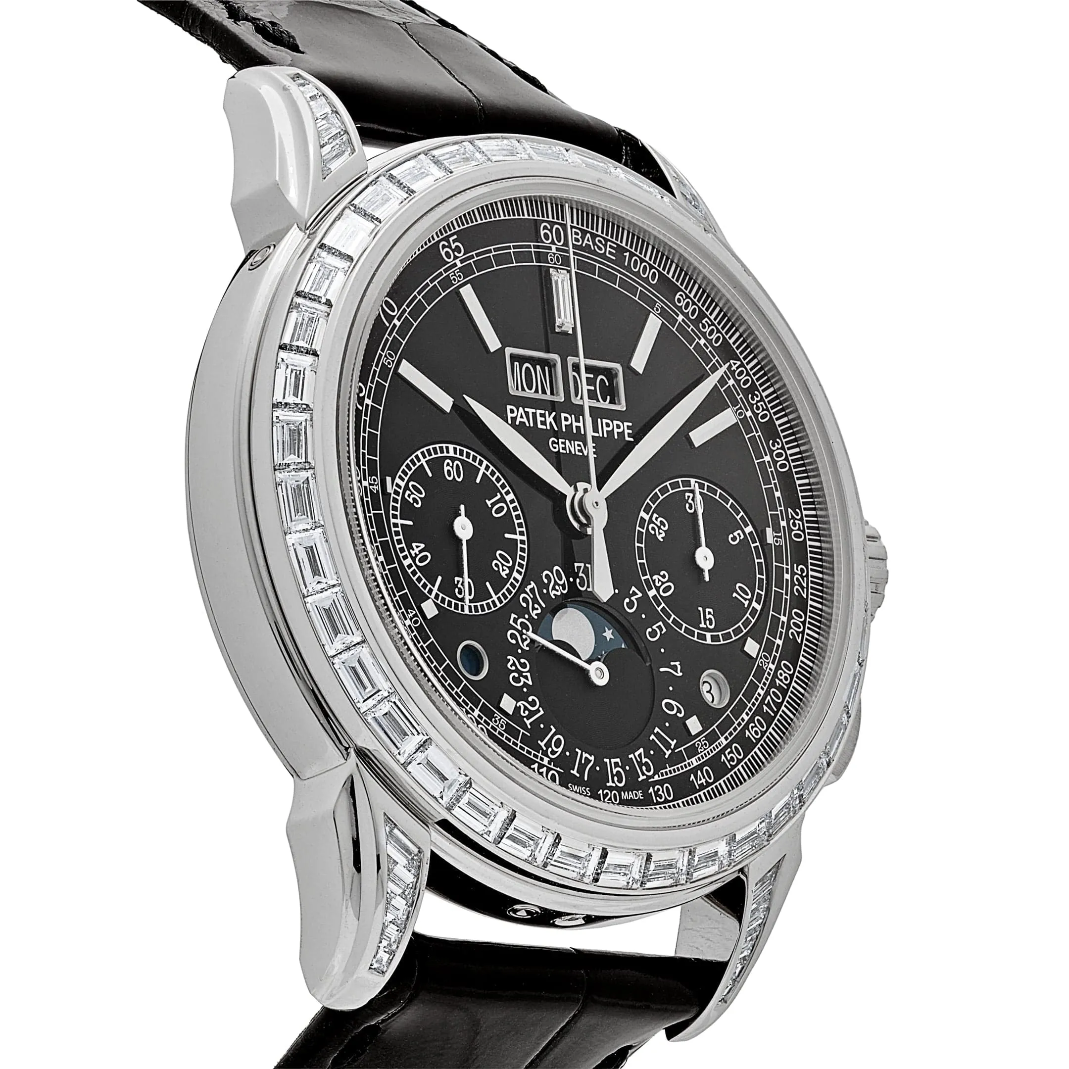 Patek Philippe Grand Complications  5271P-001  Perpetual Calendar  Platinum Black Dial Baguette Bezel