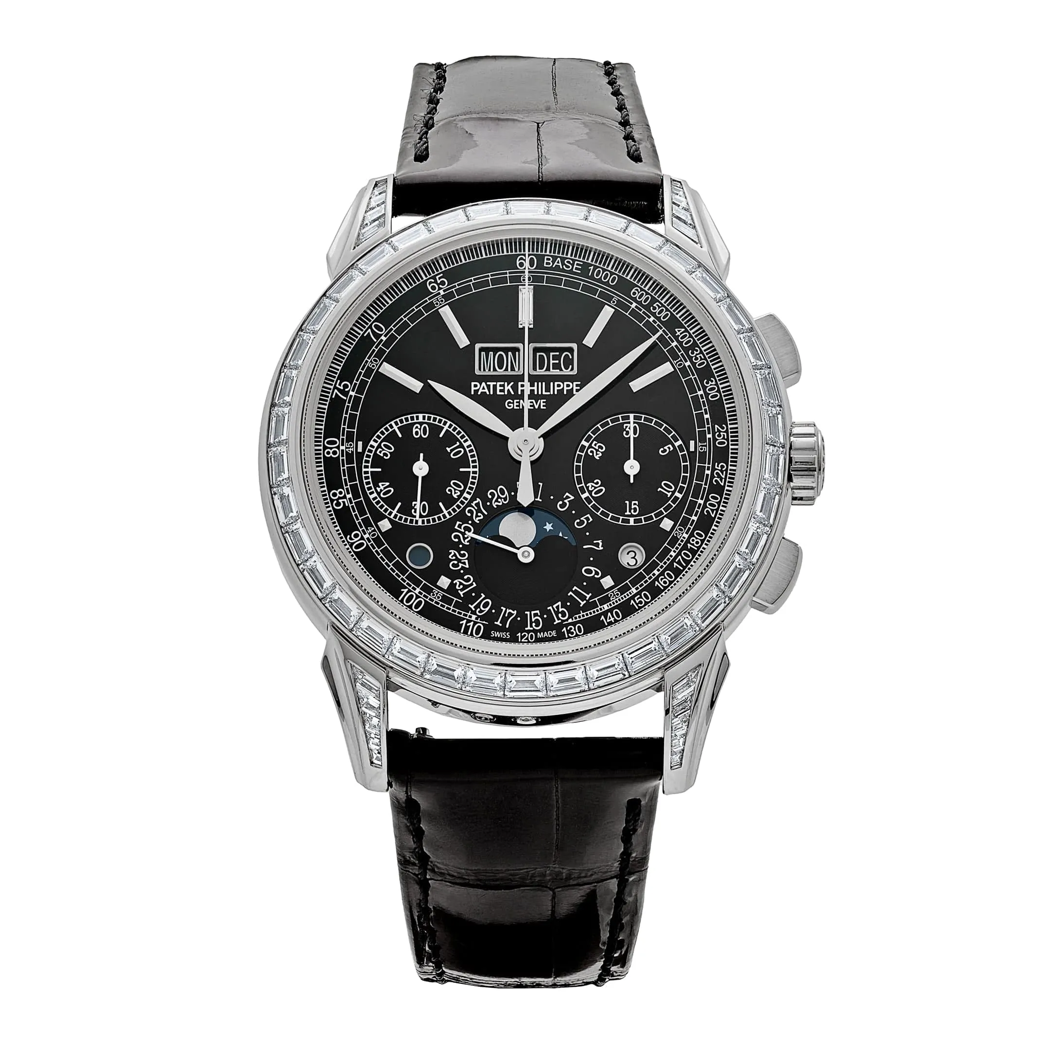 Patek Philippe Grand Complications  5271P-001  Perpetual Calendar  Platinum Black Dial Baguette Bezel