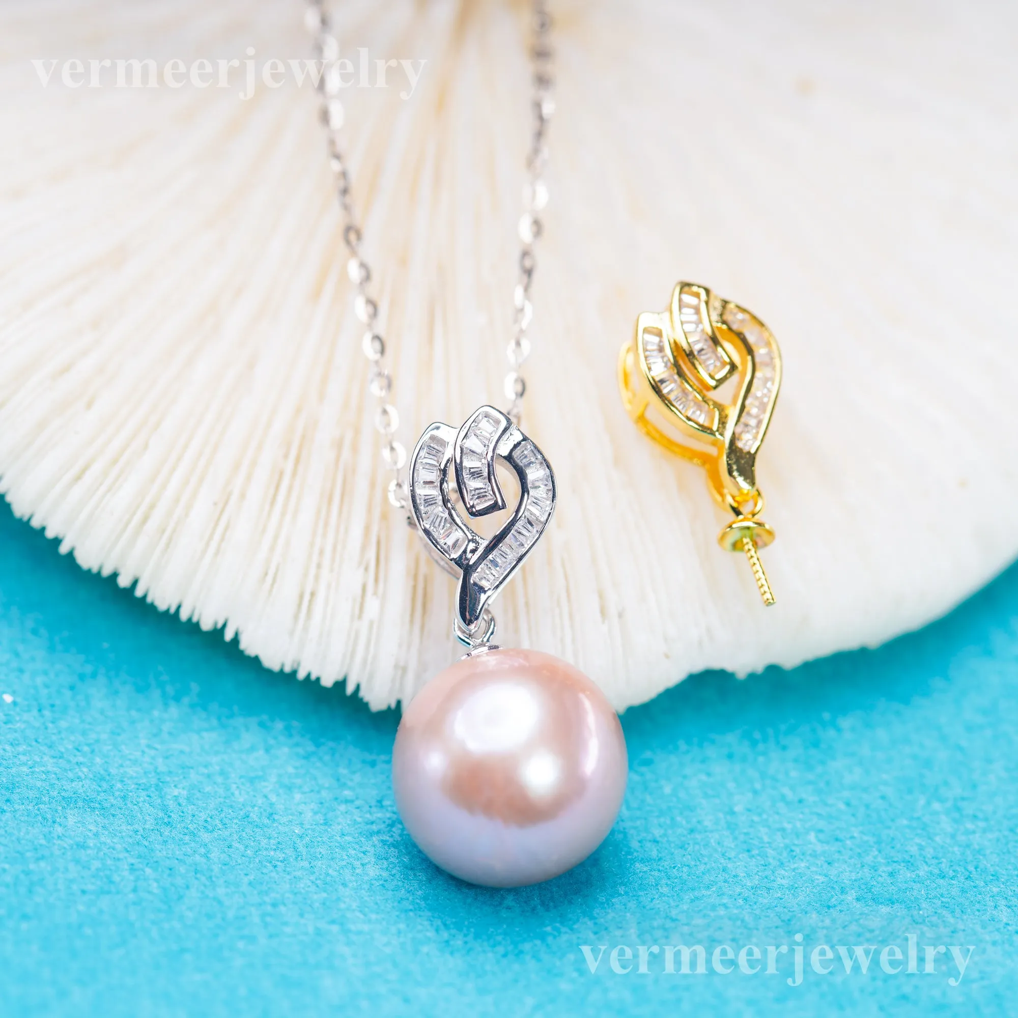 Pe011064  DIY 9-12mm Natural Freshwater pearl pendant accessory 925 sterling silver engagement jewelry necklace for women