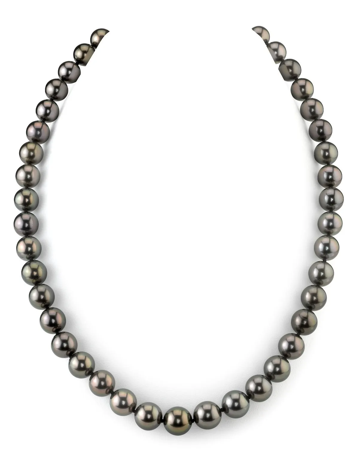 Peacock Tahitian True Round Pearl Necklace, 8.0-10.0mm - AAAA Quality