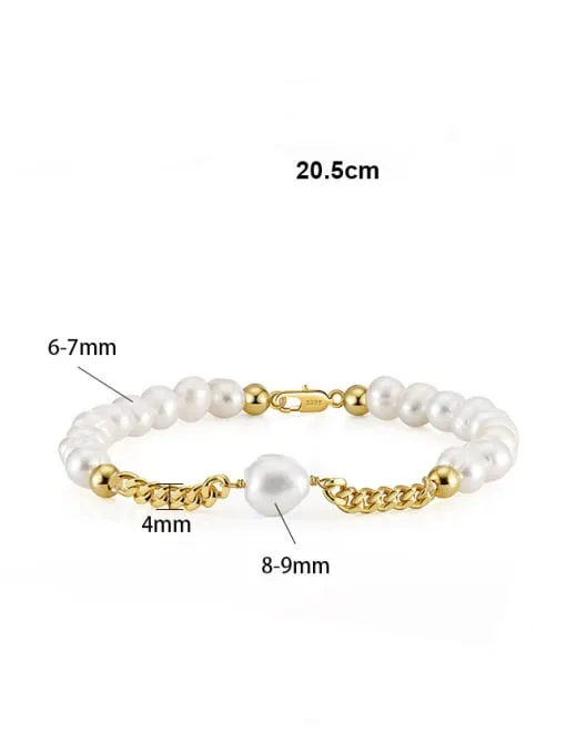 Pearl Bracelet 925 Sterling Silver Freshwater Pearl Statement Bracelets For Men and Women