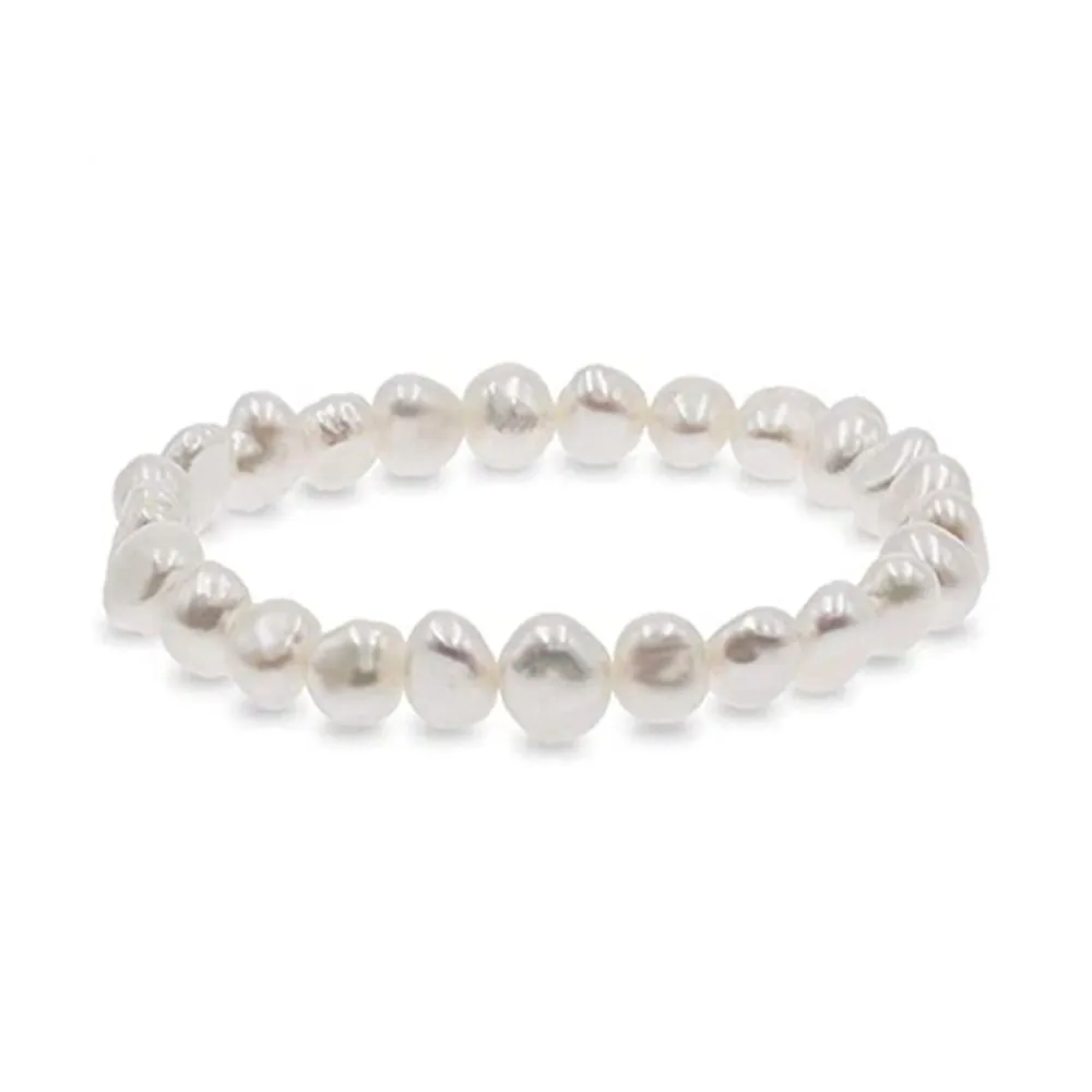 Pearl Bracelet for Women and Girls 7-8mm White Baroque