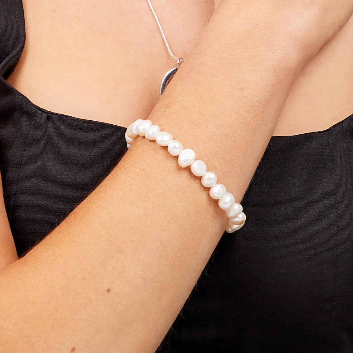 Pearl Bracelet for Women and Girls 7-8mm White Baroque