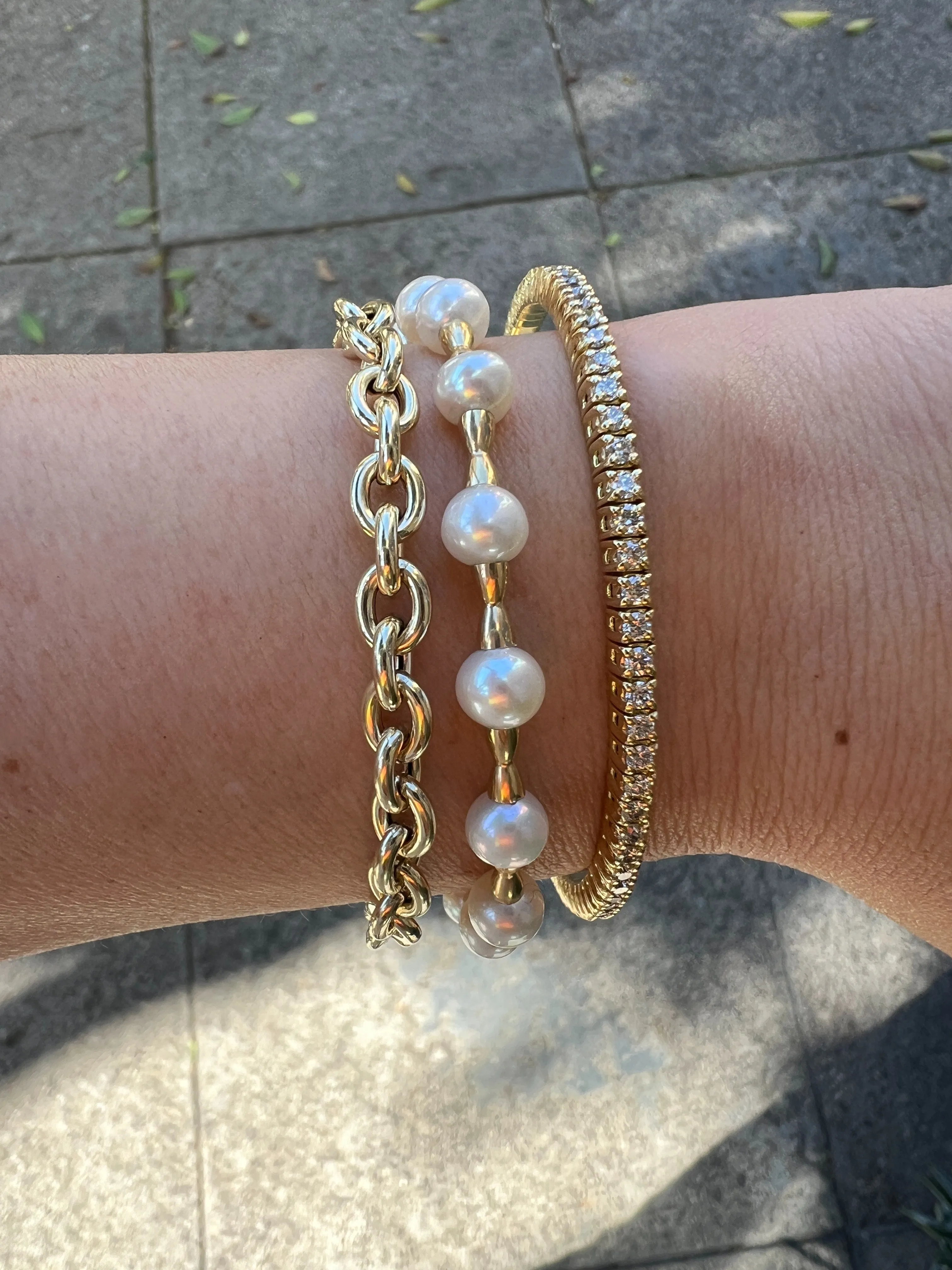 Pearl Gold Station Bracelet