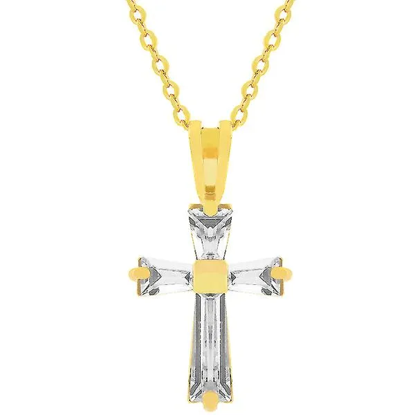 Perry CZ Cross Gold Pendant | 1.5ct