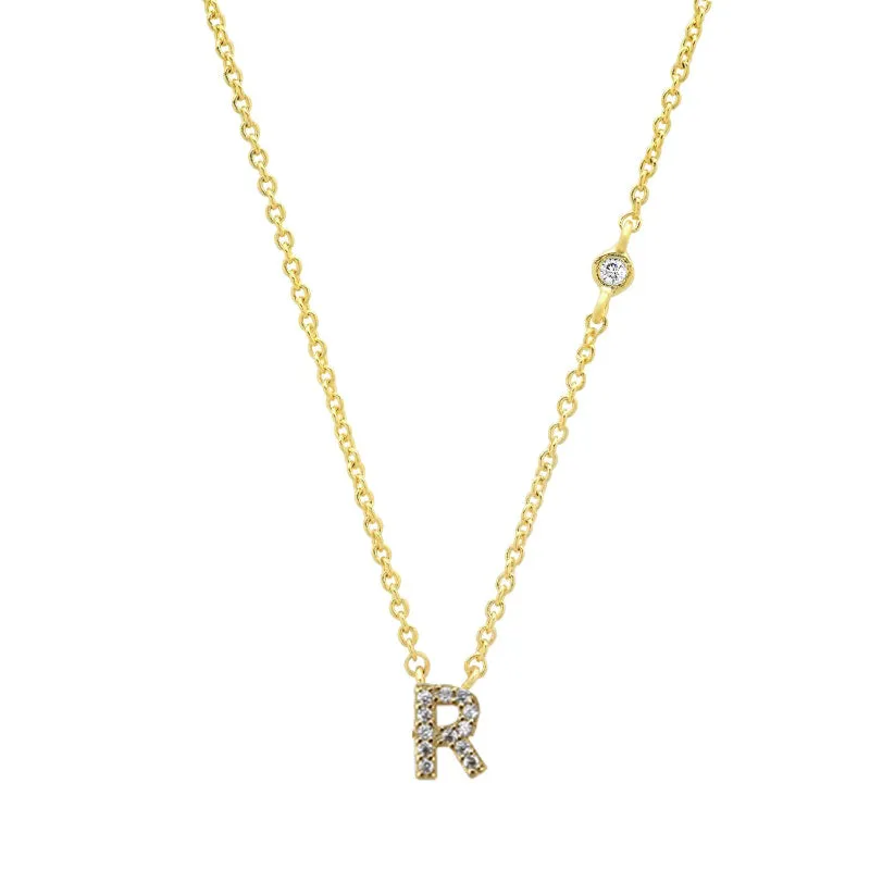 Personalized Mini Zircon A-Z Initial Letter Pendant Necklaces