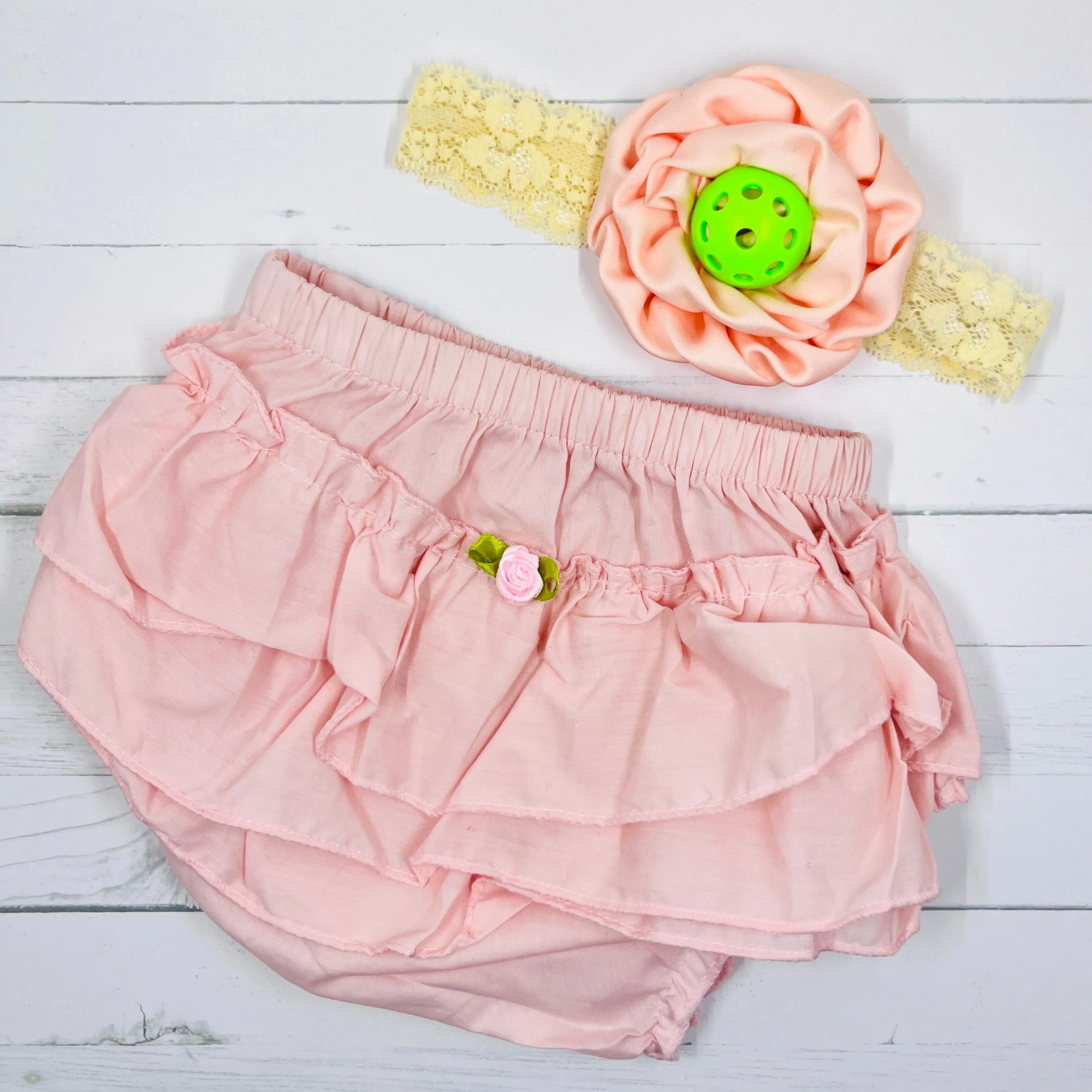 Pickleball Baby Headband And Rose Bloomer Set | Infant Pickleball Gift