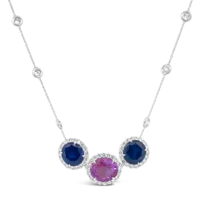 Pink & Blue Sapphire & Diamond Necklace