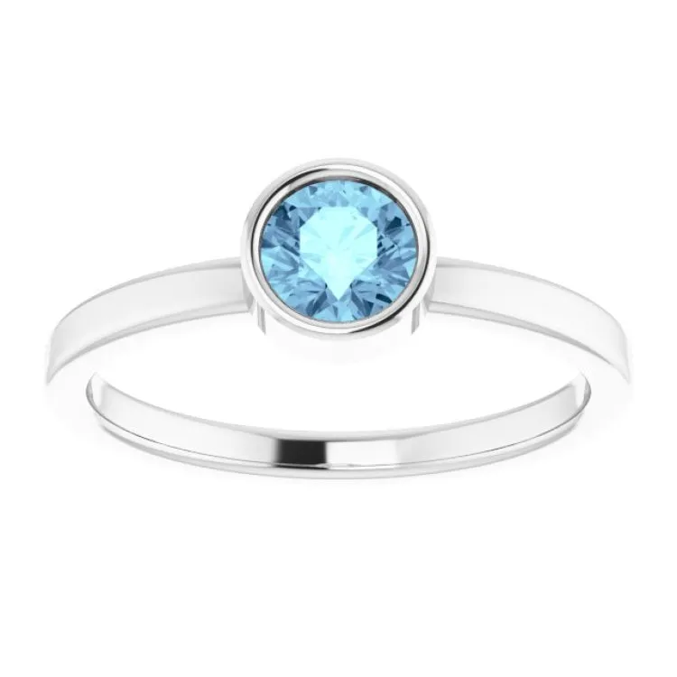 Platinum 5 mm Natural Aquamarine Ring