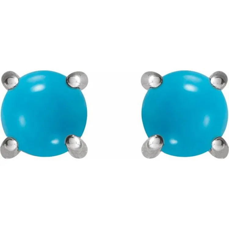 Platinum 6 mm Natural Turquoise Earrings