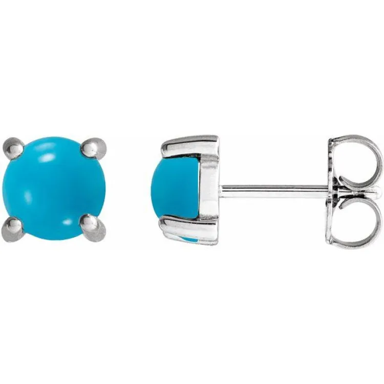 Platinum 6 mm Natural Turquoise Earrings