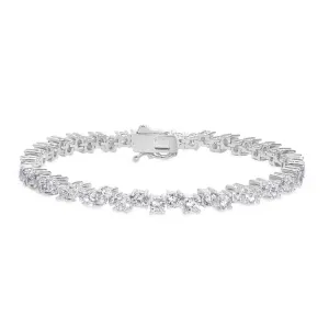 Platinum Finish Sterling Silver Micropave Bracelet with Simulated Diamonds