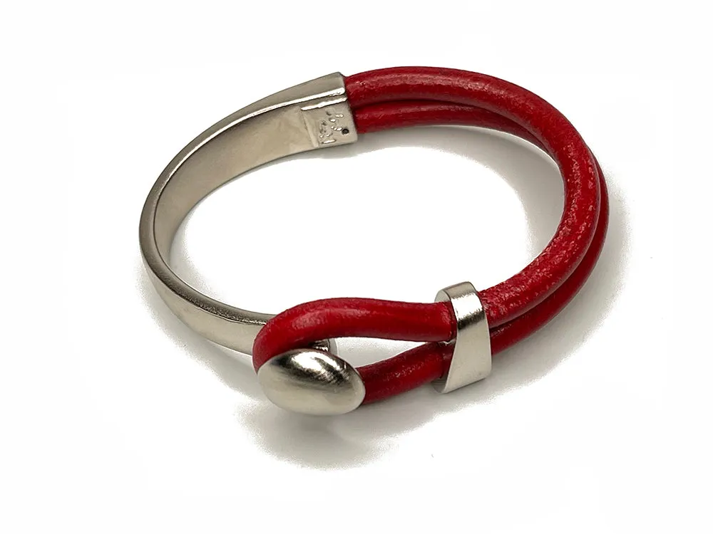 Platinum Lasso Knob & Slide Leather Bracelet