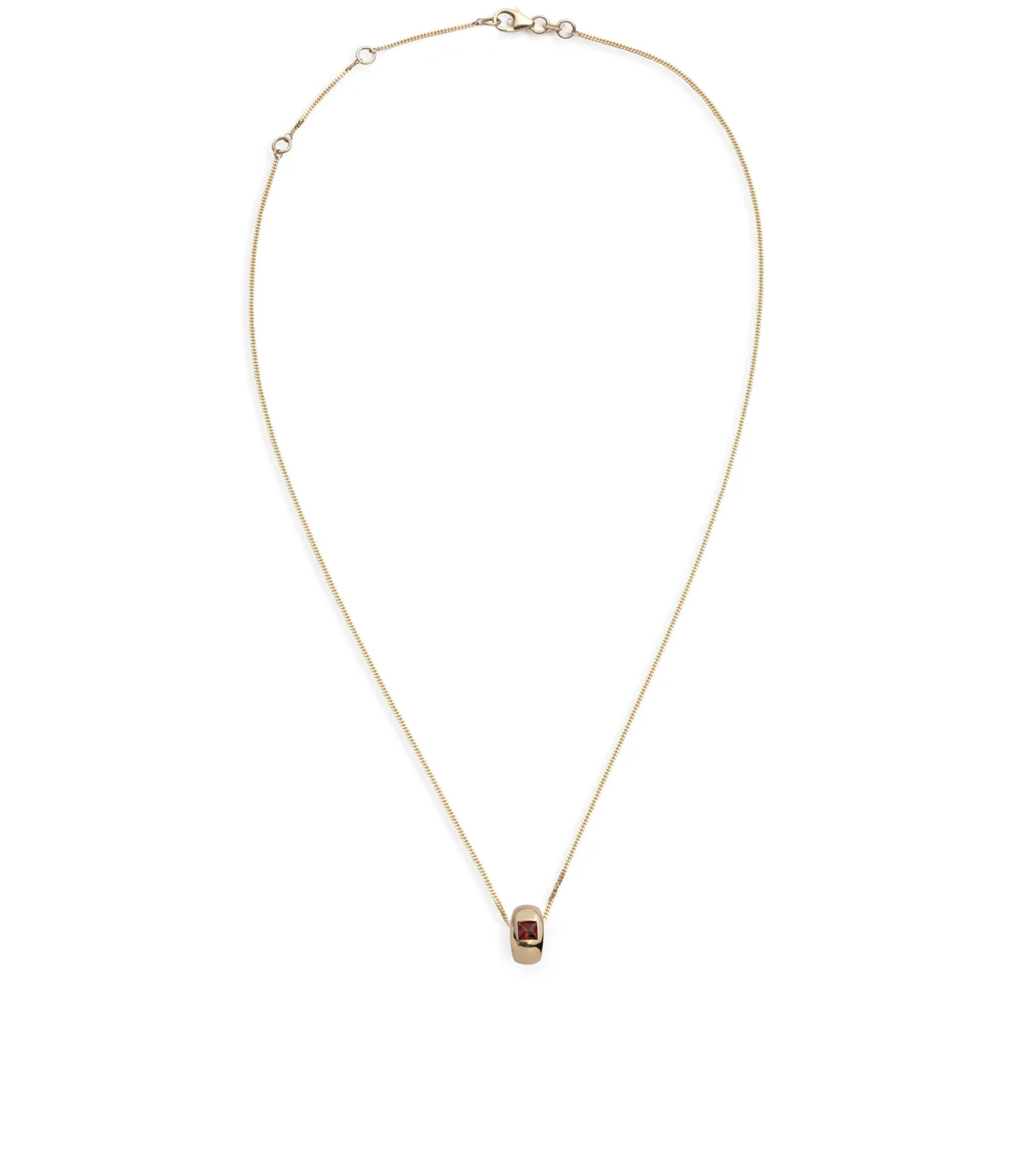 Princess Cut Garnet - Love : Fine Diamond Cut Curb Necklace