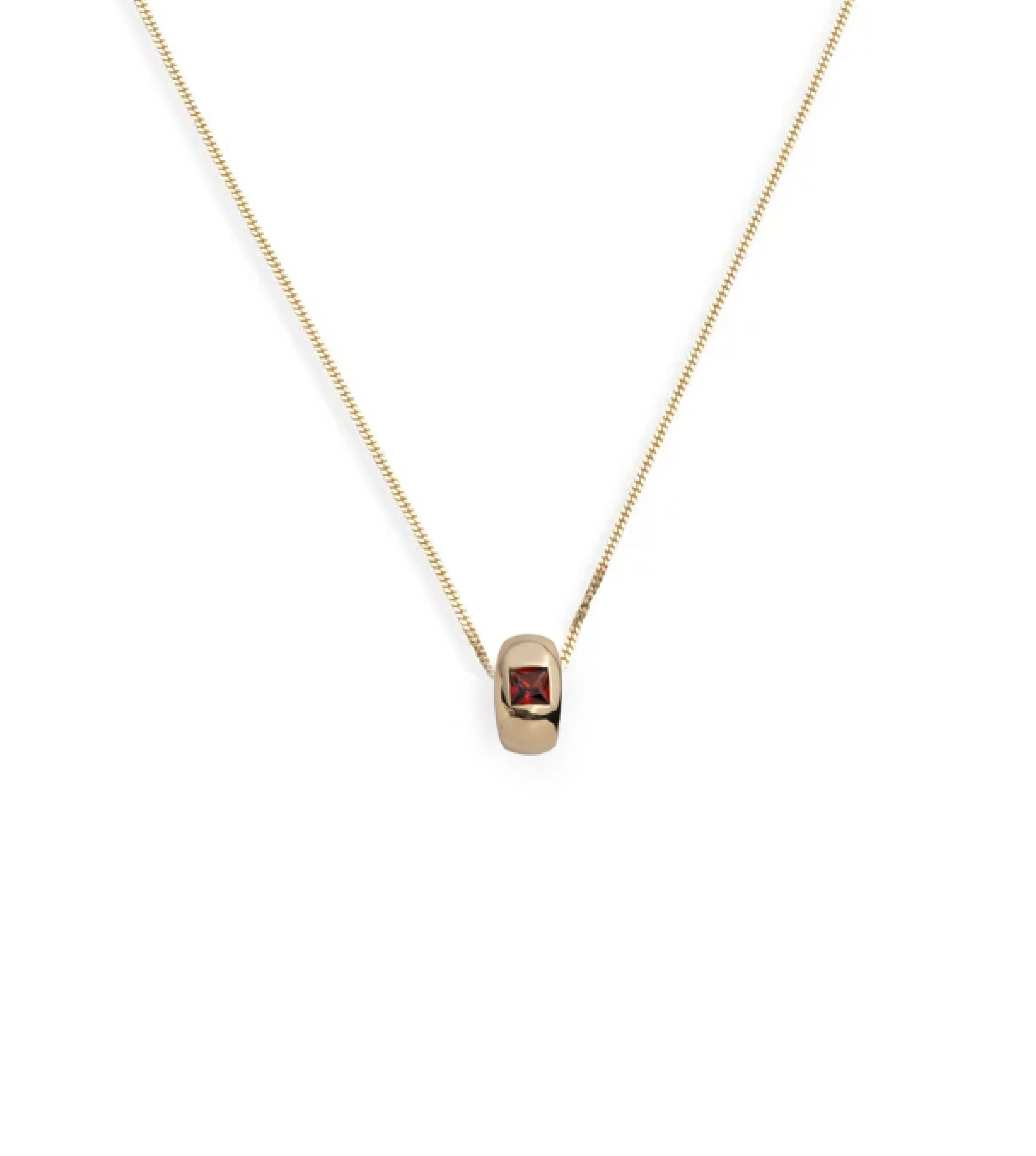 Princess Cut Garnet - Love : Fine Diamond Cut Curb Necklace