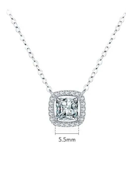 Princess Cut Zircon Necklace, .925 Sterling Silver Hypoallergenic Tarnish Free Dainty Necklace