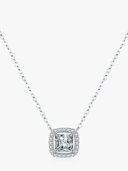 Princess Cut Zircon Necklace, .925 Sterling Silver Hypoallergenic Tarnish Free Dainty Necklace