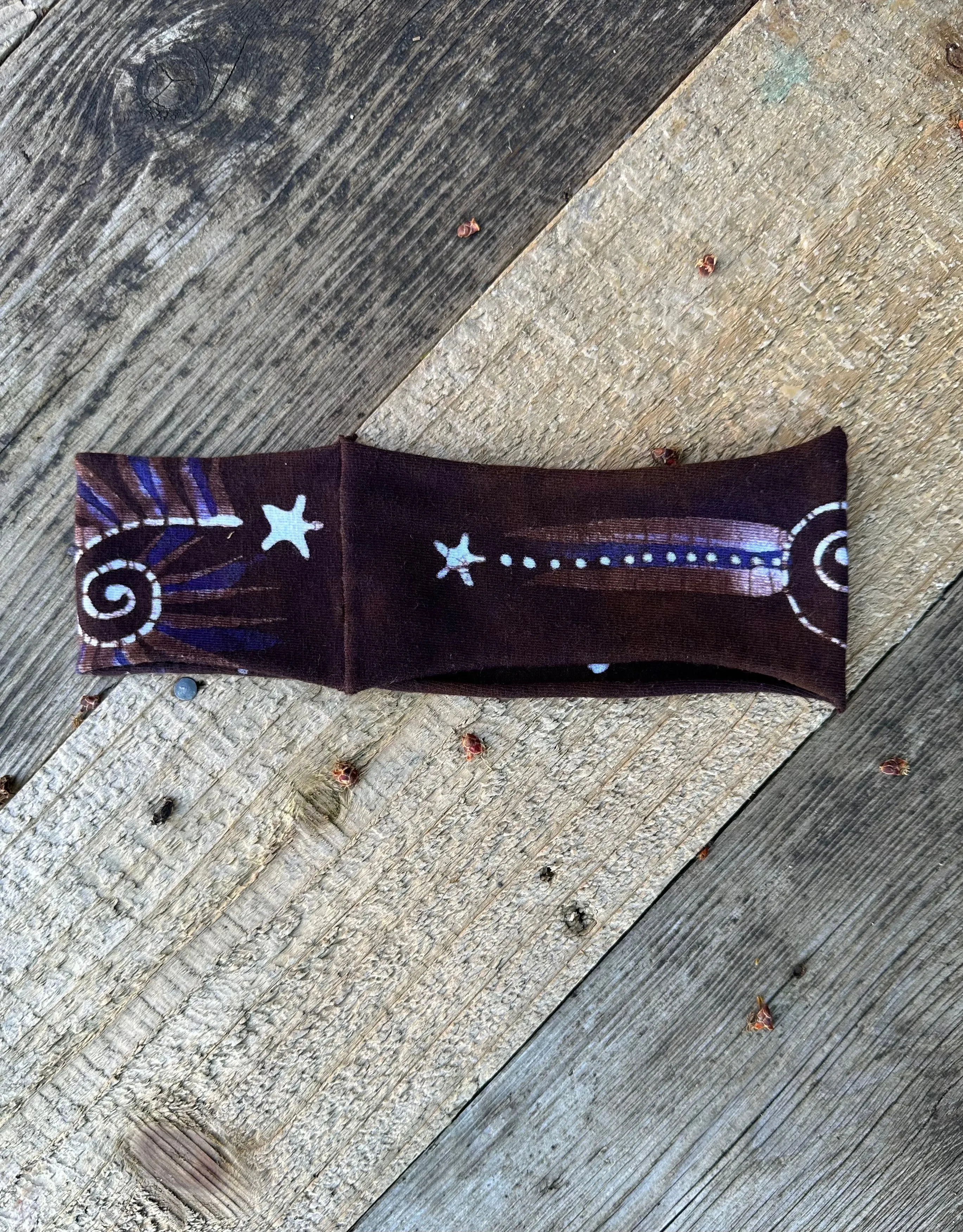 Purple Plum Stars Handmade Batik Headband