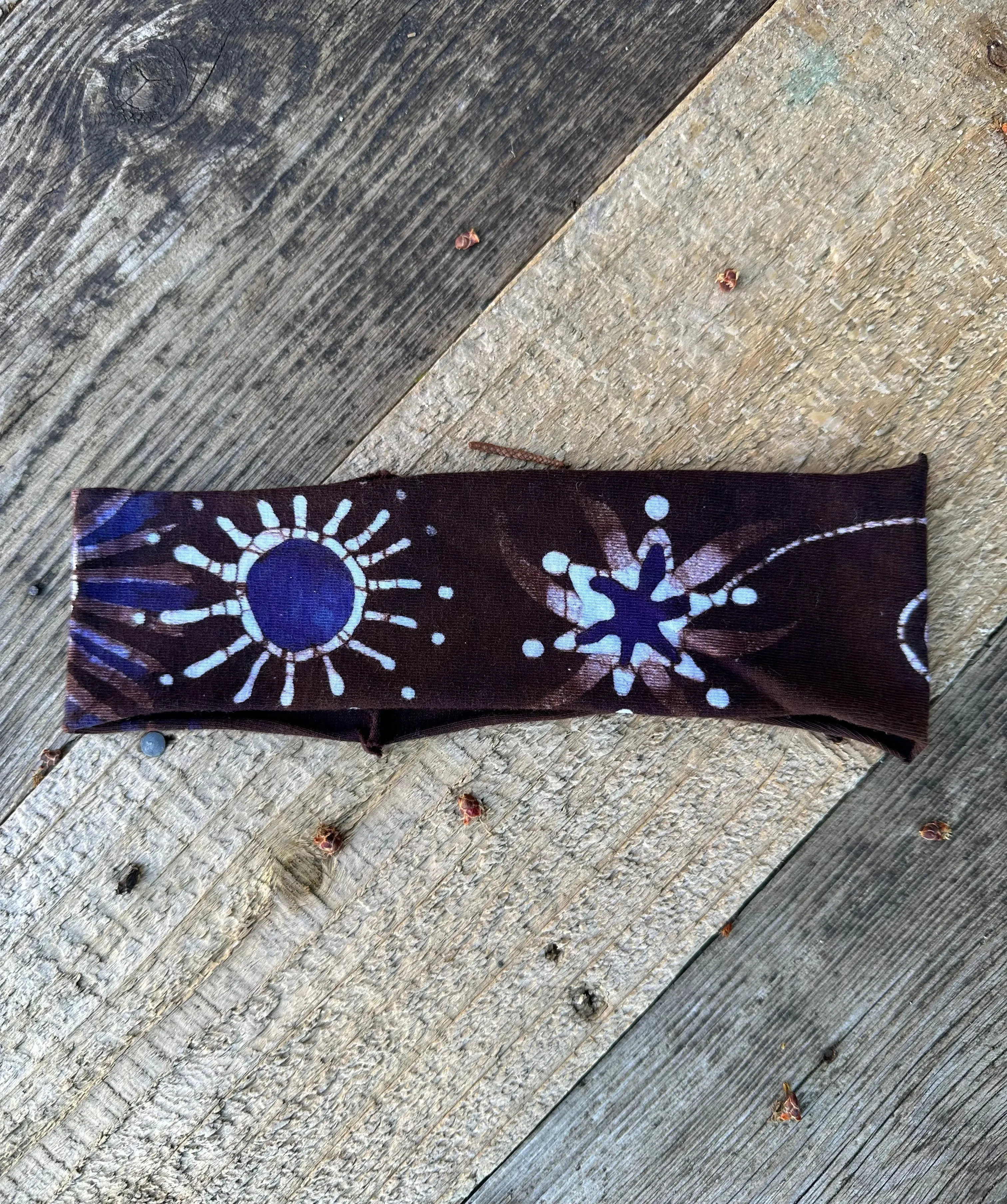 Purple Plum Stars Handmade Batik Headband