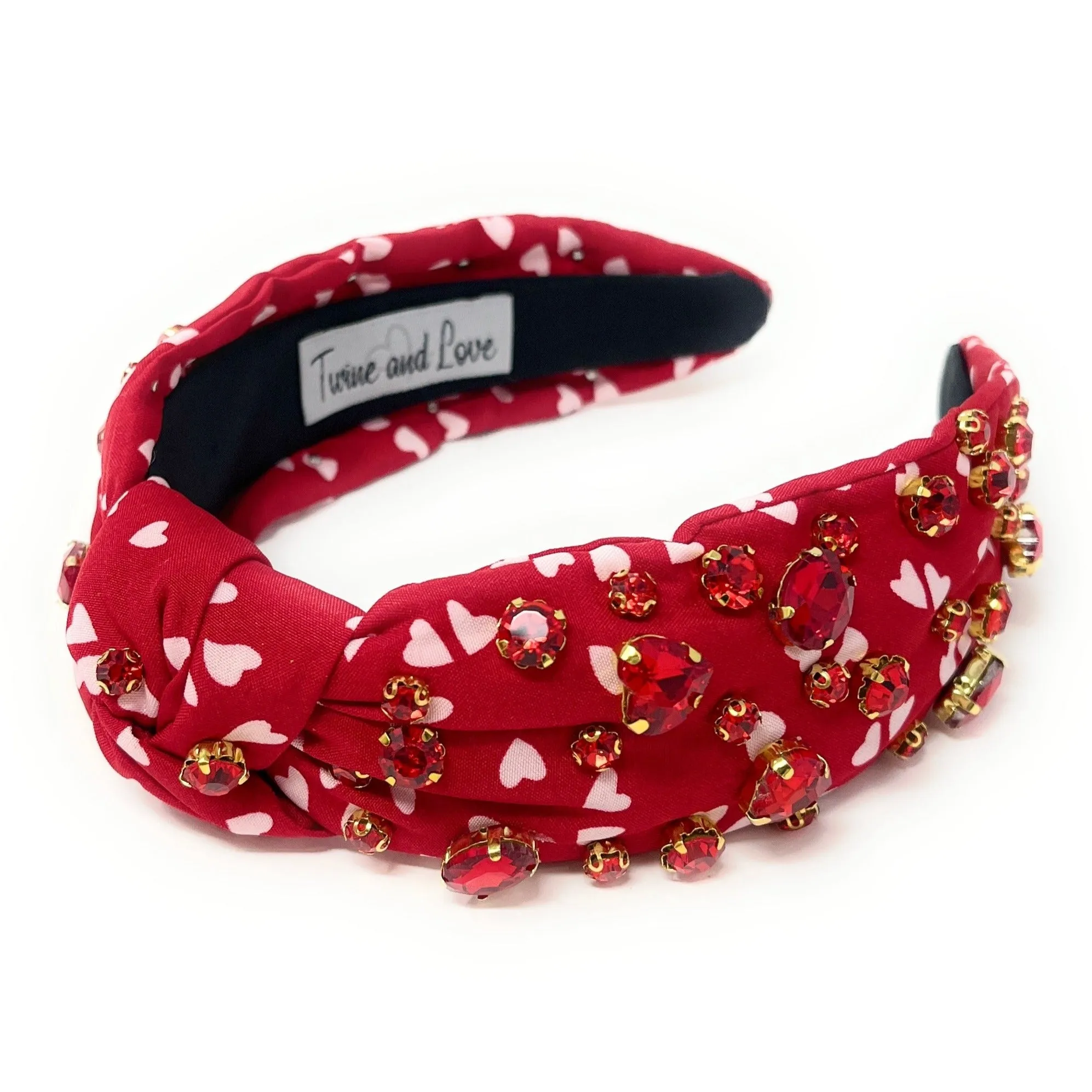 Red Hearts Jeweled Knot Headband