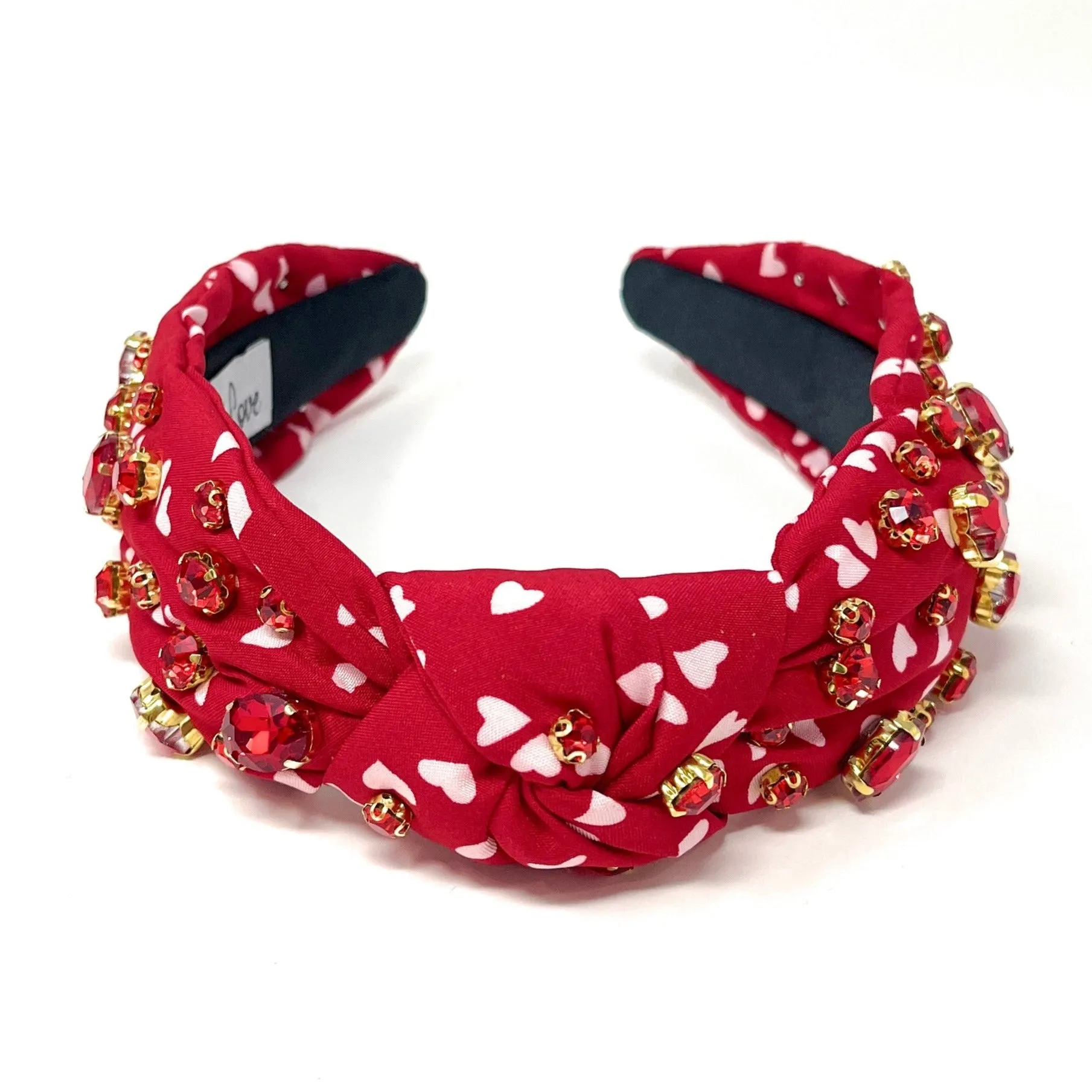 Red Hearts Jeweled Knot Headband