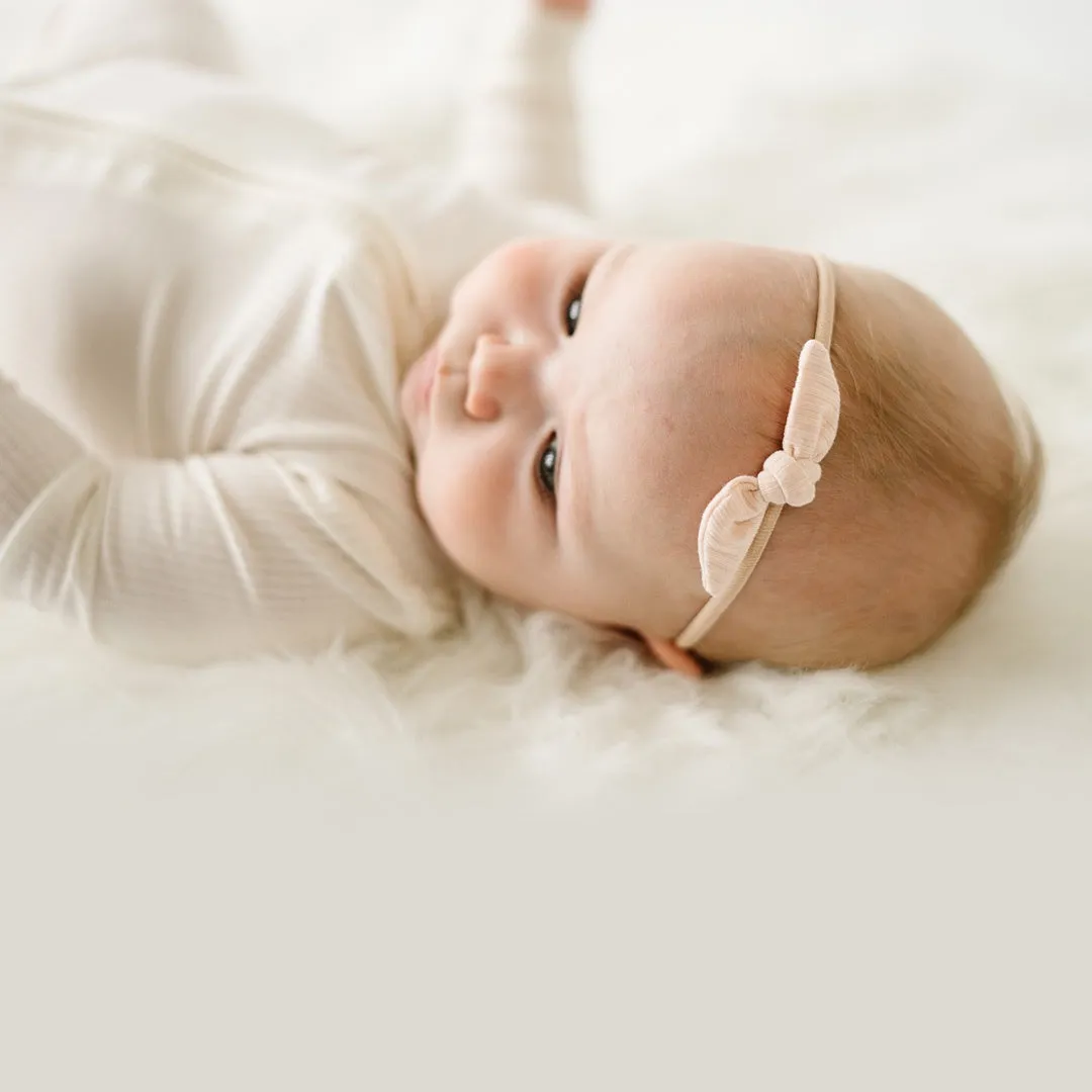 Ribbed Bamboo Little Knot Headband - Ivory