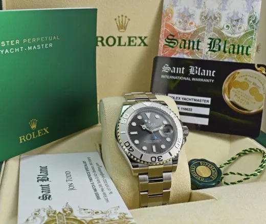 ROLEX Platinum & Stainless Steel Yachtmaster Rhodium Dial Model 116622