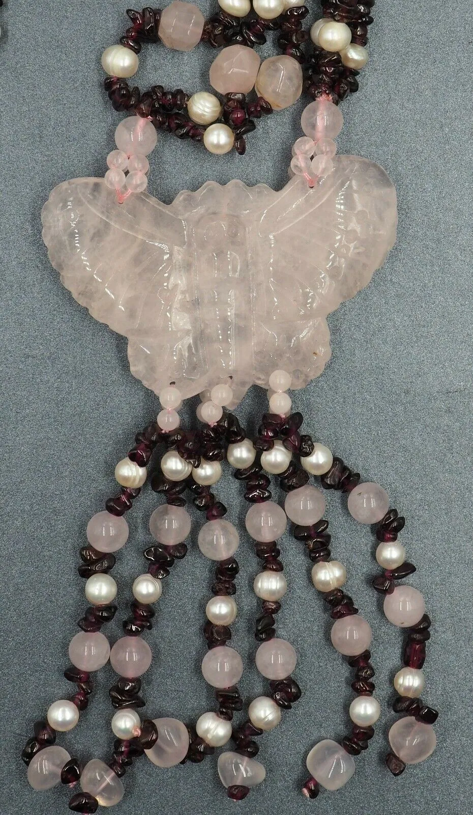 Rose Quartz, Garnet & Freshwater Pearl Necklace