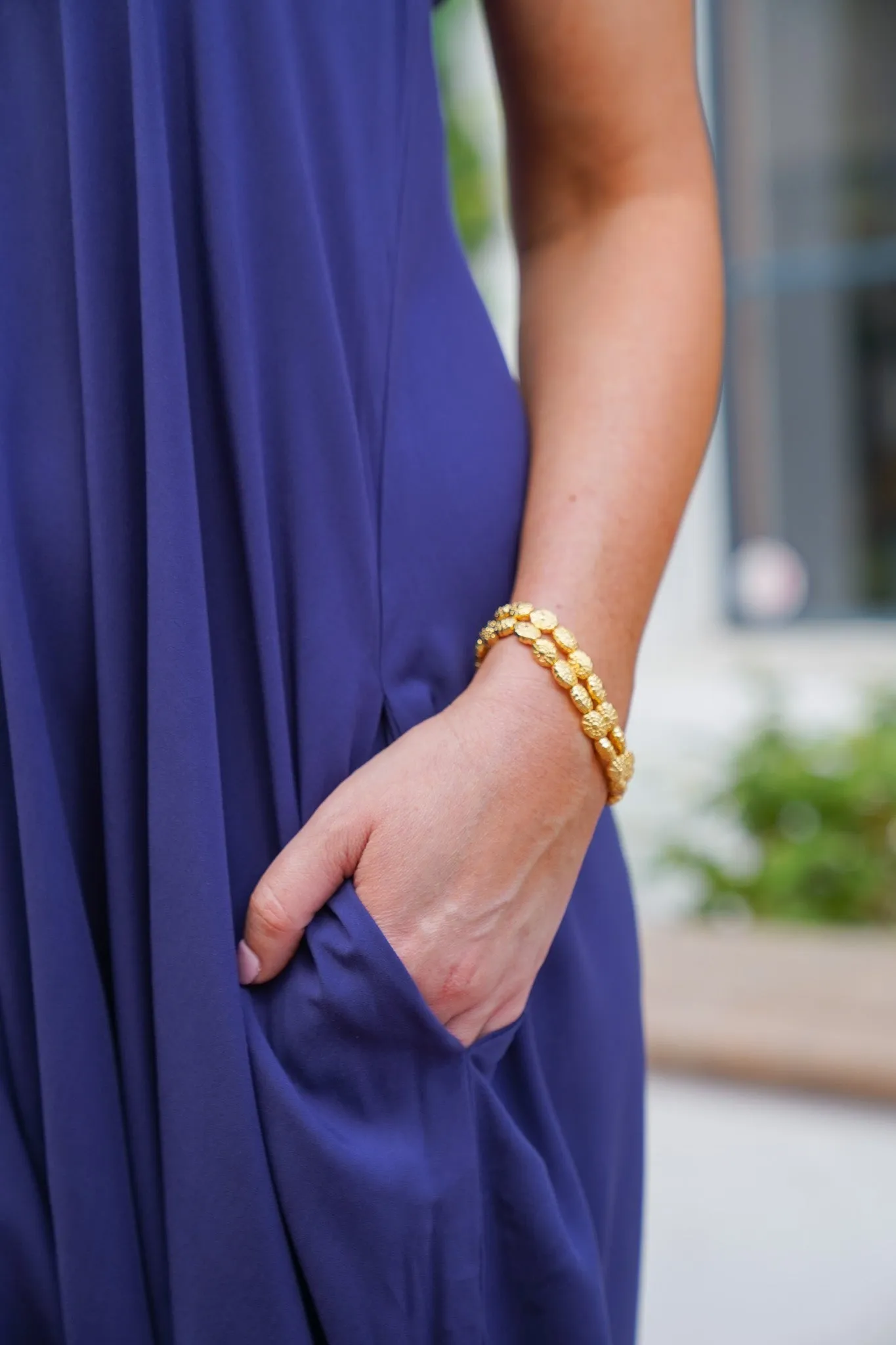 Rosette Gold Alloy Stretch Bracelet #9