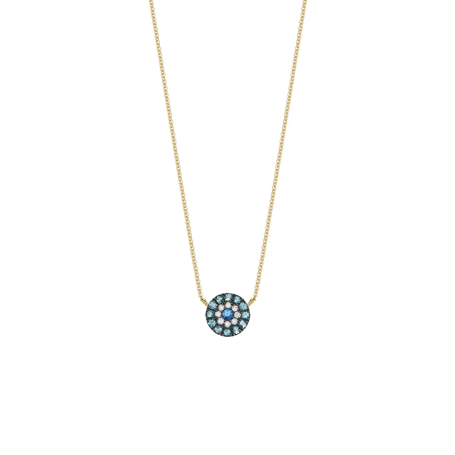 Round Evil Eye Necklace (Sapphire Blue)