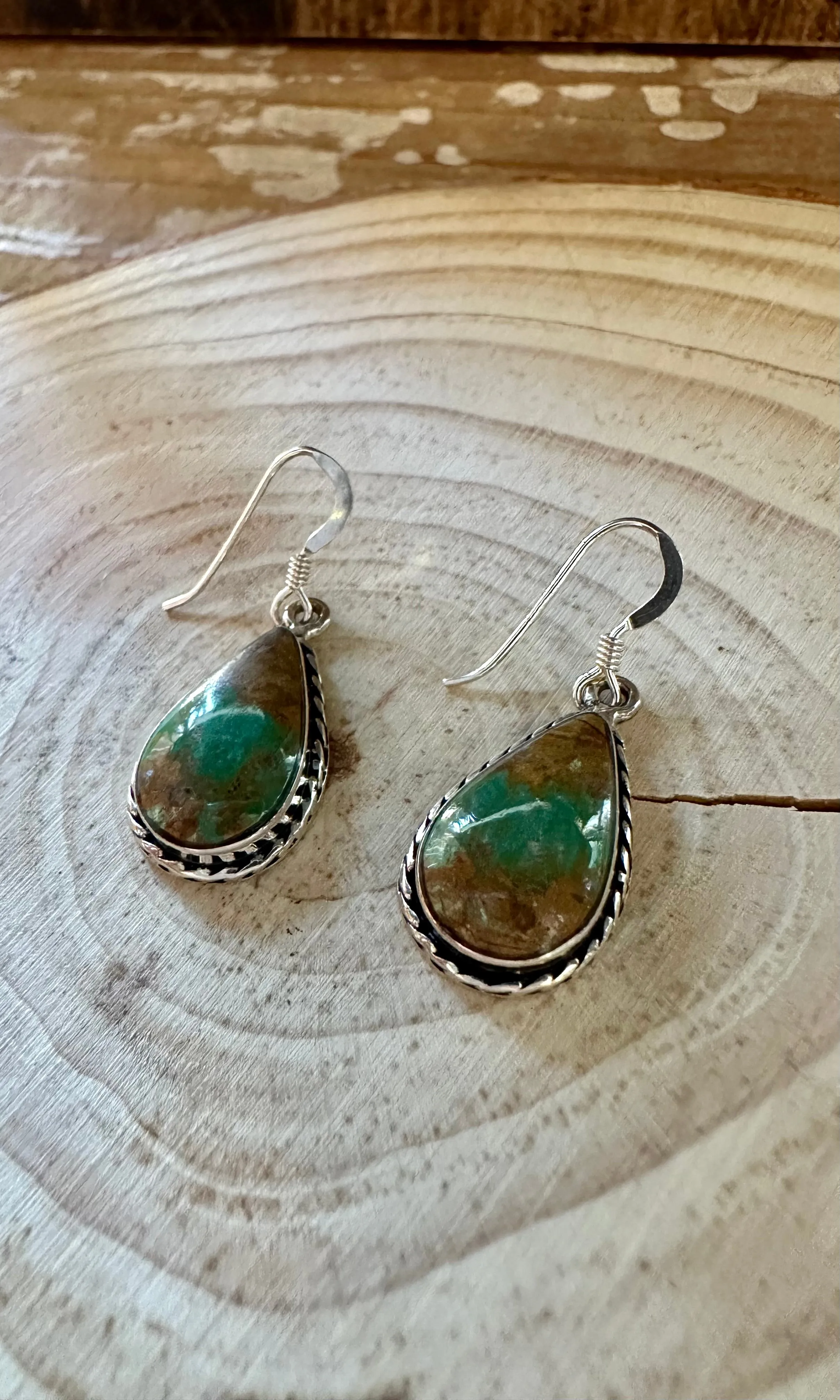 ROYSTON TURQUOISE DROPS Navajo Sterling Silver Earrings