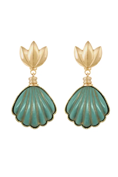 Sanibel Shell Earrings in Turquoise